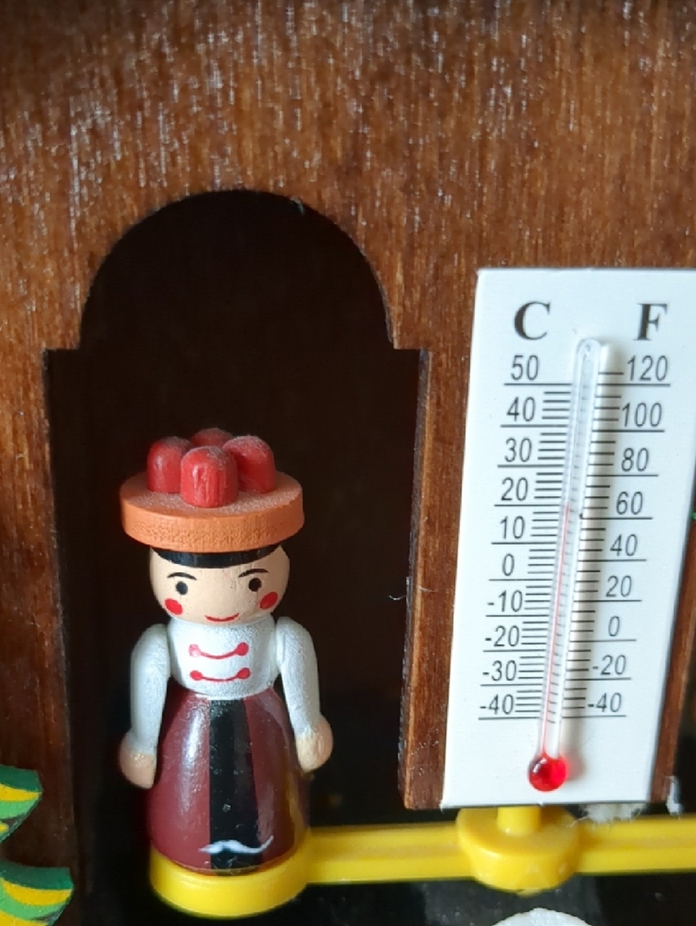 Vintage German Wood Chalet Barometer Thermometer Made In Germany - Picture 8 of 11